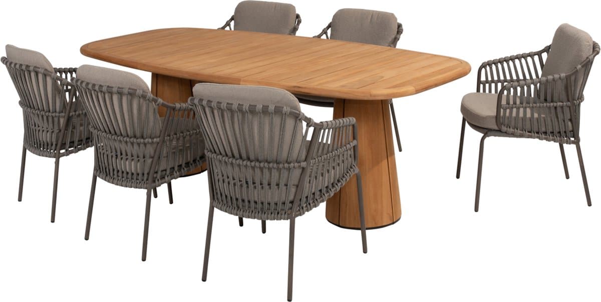 capri capalbio dining tuinset barrel 240x110xh75 cm 7 delig teak