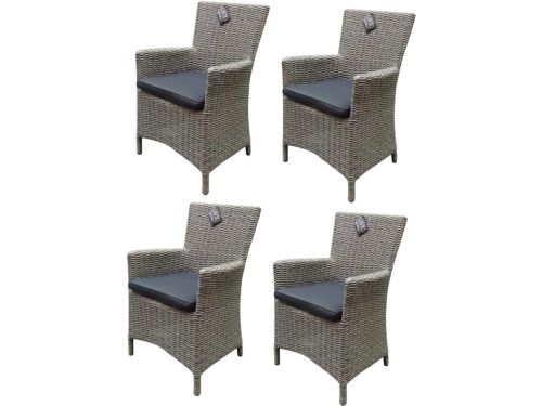 Capri dining tuinstoel grijs wicker set van 4