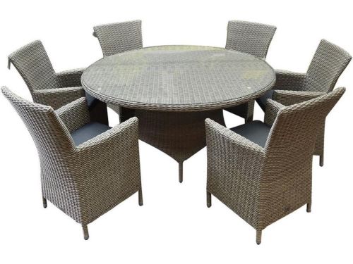 Capri Riccione dining tuinset 150 cm rond 7-delig grijs