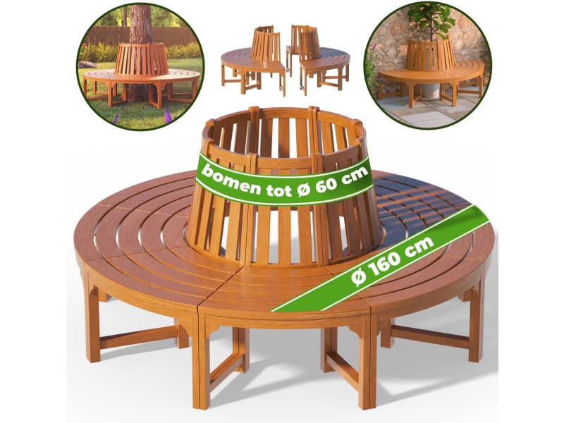 Casaria Boombank 360° - FSC®-Gecertificeerd Eucalyptushout - Bruin