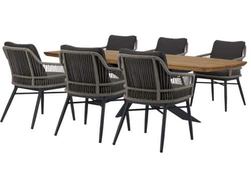 Catania Lido dining tuinset 240x110xH75 cm 7 delig antraciet