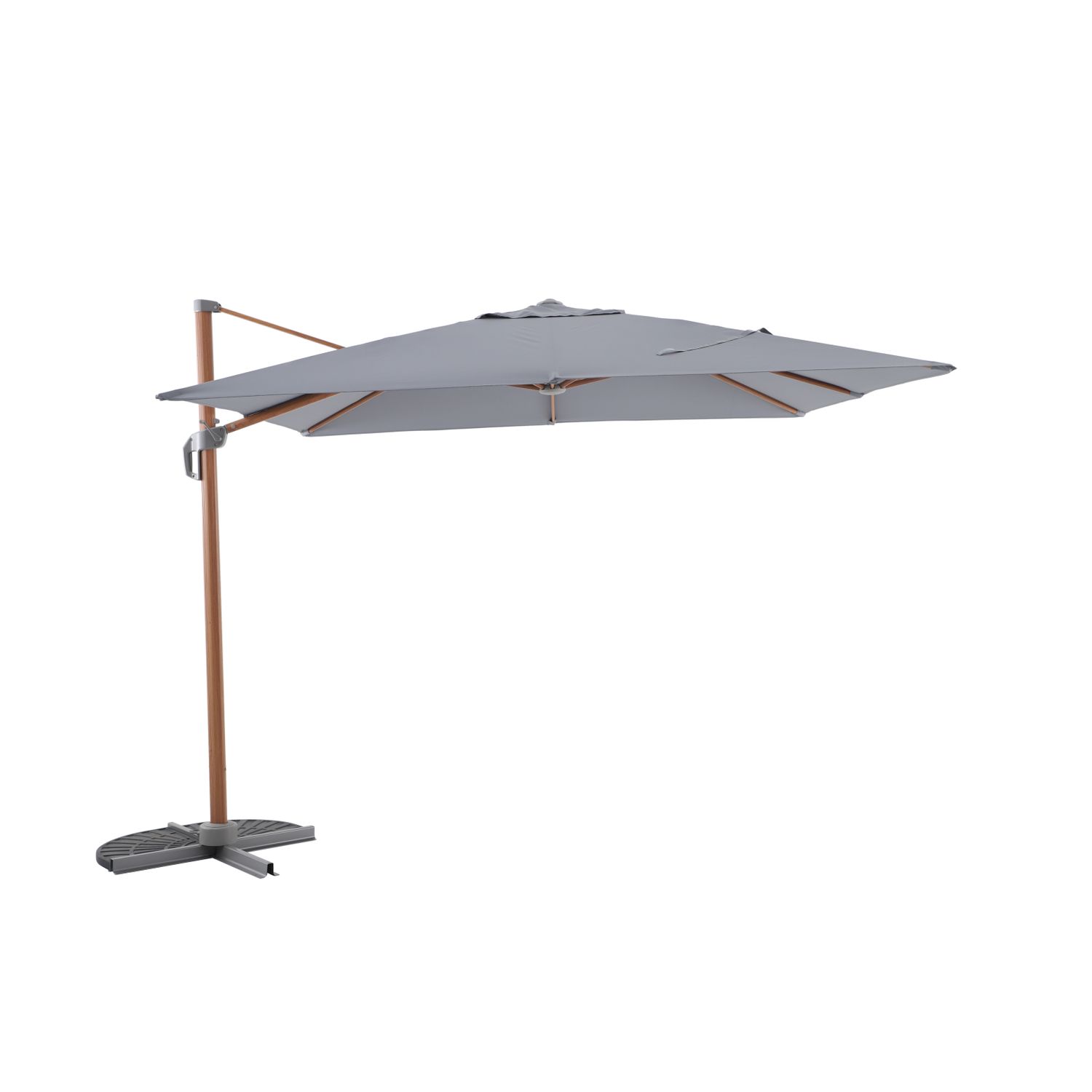 central park zweefparasol aluminium 287x287cm grijs 360° draaibaar