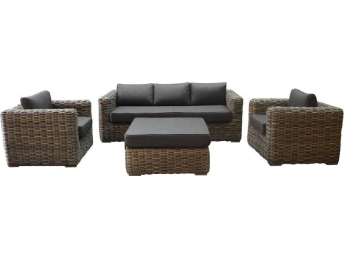 Cervo stoel bank loungeset 4-delig grijs wicker