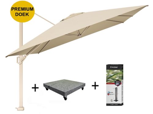 Challenger T1 premium parasol 400x300 cm sandstone champagne met 120