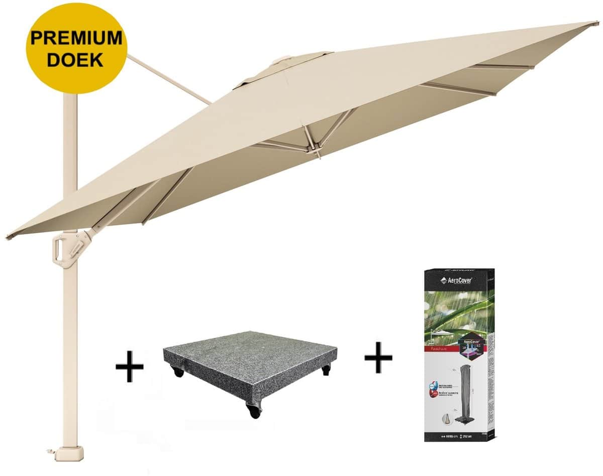 challenger t1 premium parasol 400×300 cm sandstone champagne met 120