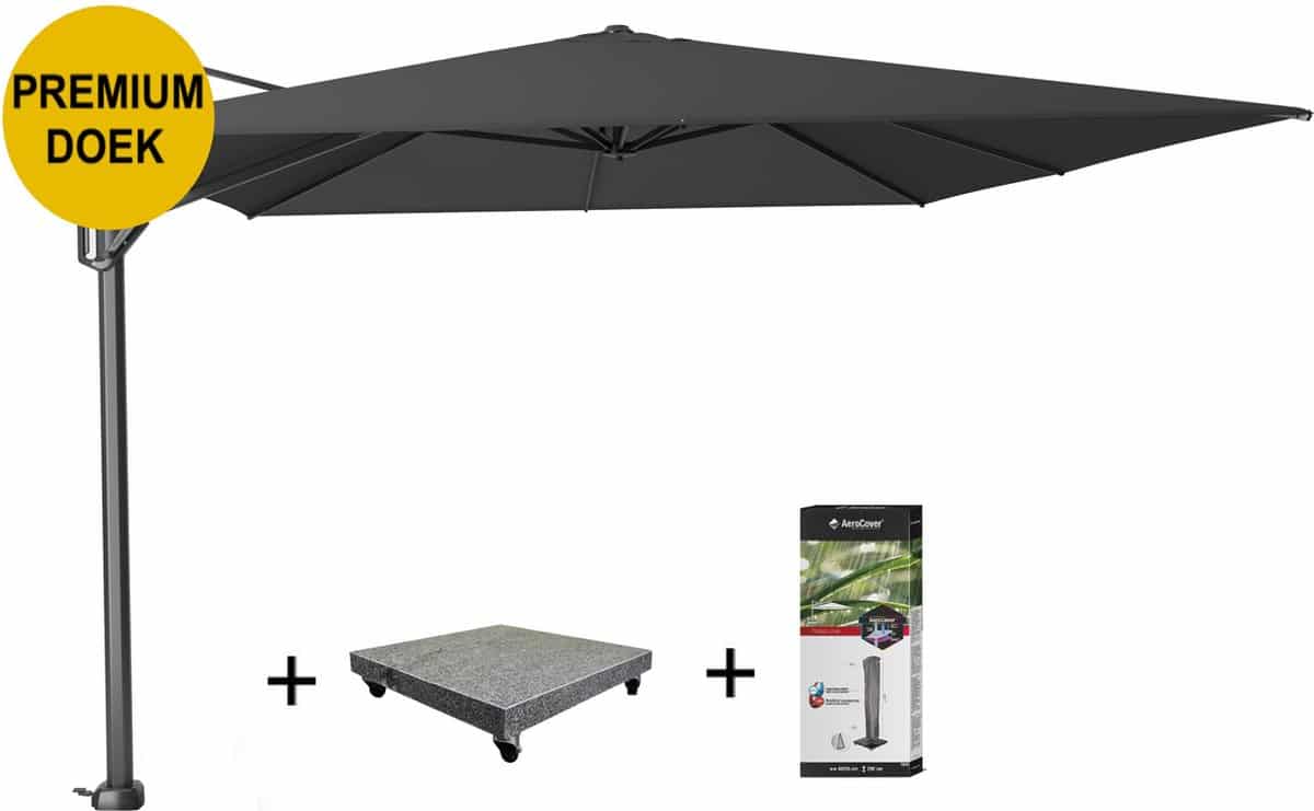 challenger t1 premium zweefparasol 400×300 cm faded black met 120kg