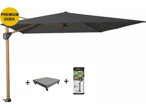 Challenger T1 premium zweefparasol 400x300 cm teak mast faded black