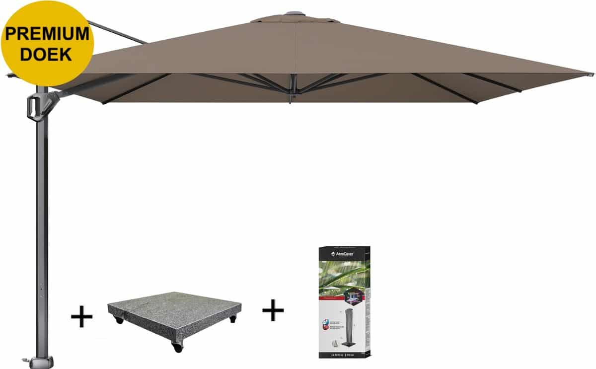challenger t1 telescope premium zweefparasol 350×350 cm havanna met 120kg