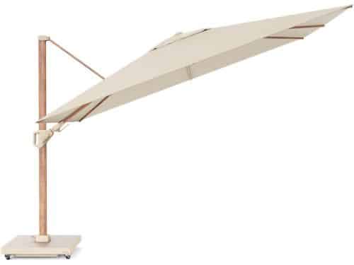 Challenger T2 premium parasol 260x350 cm teak champagne met zandkleur