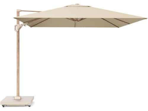 Challenger T2 premium parasol 300x300 cm teak champagne met zandkleur