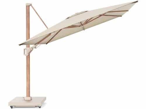 Challenger T2 premium parasol 350x260 cm teak champagne met zandkleur