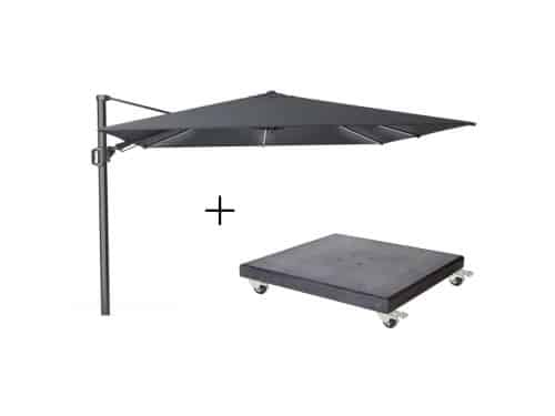 Challenger T² Glow zweefparasol | 300x300cm met Modena parasolvoet 90kg | antraciet