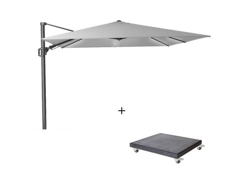 Challenger T² Glow zweefparasol | 300x300cm met Modena parasolvoet 90kg | Light Grey