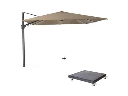 Challenger T² Glow zweefparasol | 300x300cm met Modena parasolvoet 90kg | taupe