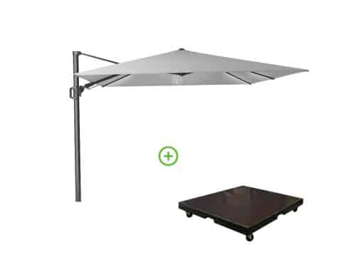 Challenger T² Glow zweefparasol | 300x300cm met Monza parasolvoet 90kg | Light Grey