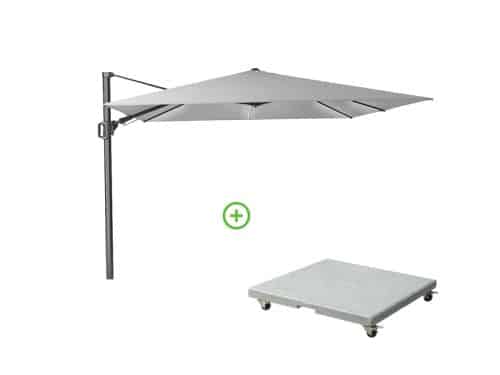Challenger T² Glow zweefparasol | 300x300cm met Rocca parasolvoet 90kg | Light Grey