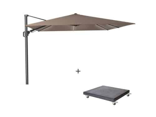 Challenger T² Glow zweefparasol - premium doek | 300x300cm met Modena parasolvoet 90kg | Havana