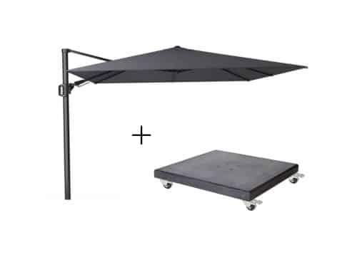 Challenger T² zweefparasol | 300x300cm met Modena parasolvoet 90kg | antraciet