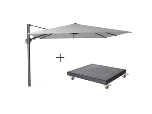 Challenger T² zweefparasol | 300x300cm met Modena parasolvoet 90kg | Light Grey