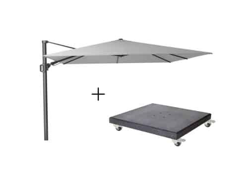 Challenger T² zweefparasol | 300x300cm met Modena parasolvoet 90kg | wit