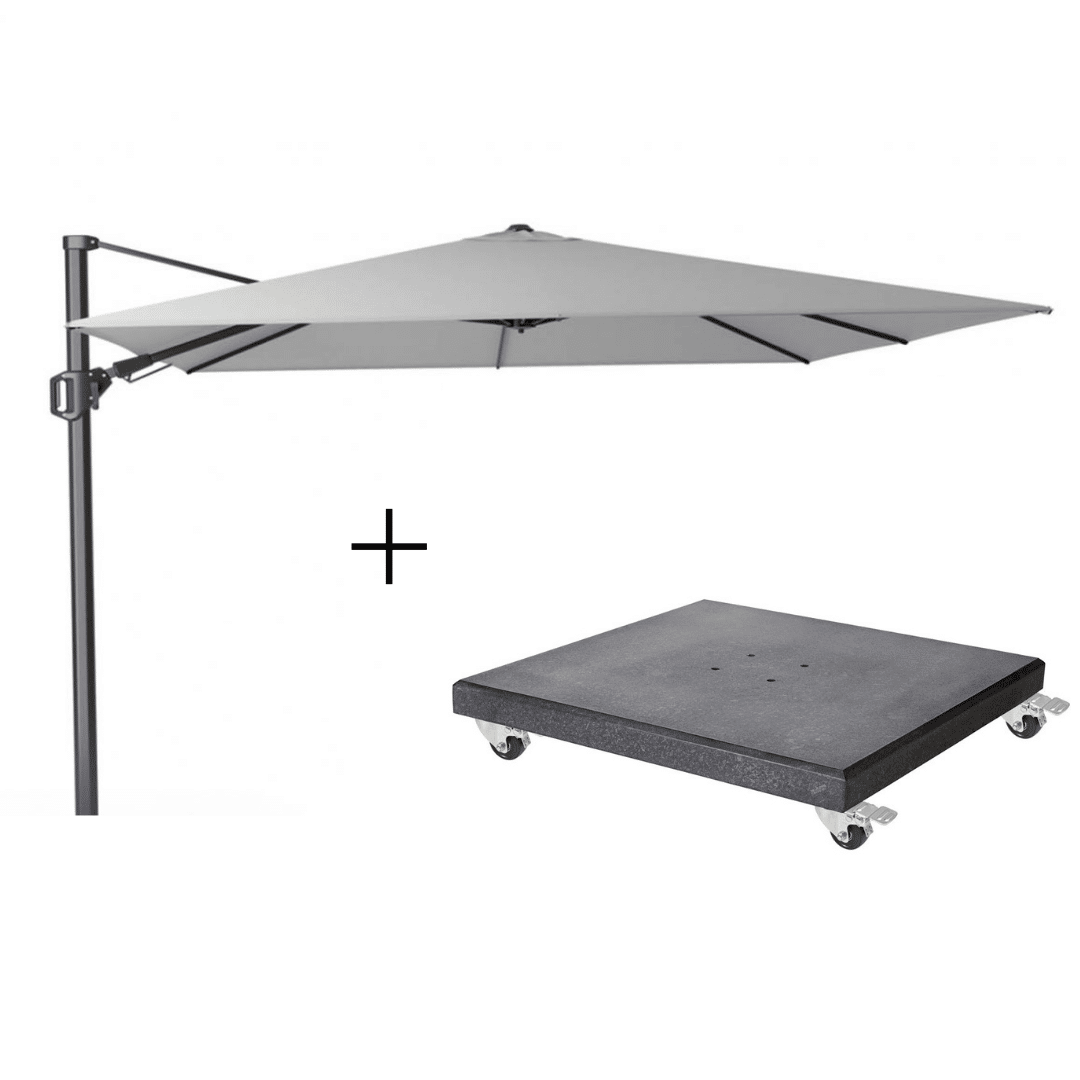 challenger t² zweefparasol | 300x300cm met modena parasolvoet 90kg | wit