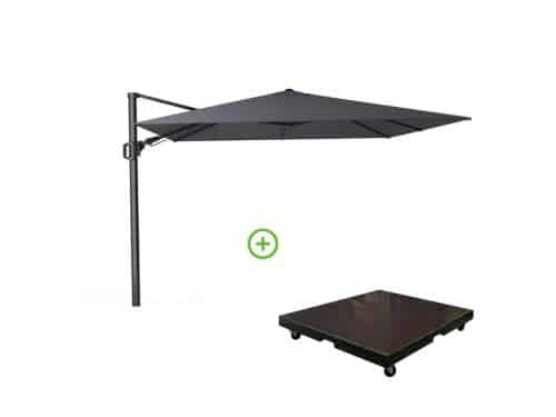 Challenger T² zweefparasol | 300x300cm met Monza parasolvoet 90kg | antraciet
