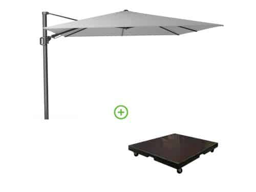 Challenger T² zweefparasol | 300x300cm met Monza parasolvoet 90kg | Light Grey