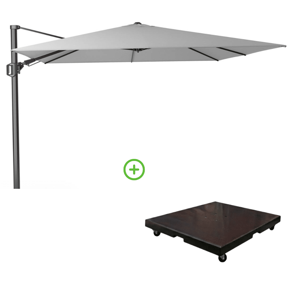 challenger t² zweefparasol | 300x300cm met monza parasolvoet 90kg | wit