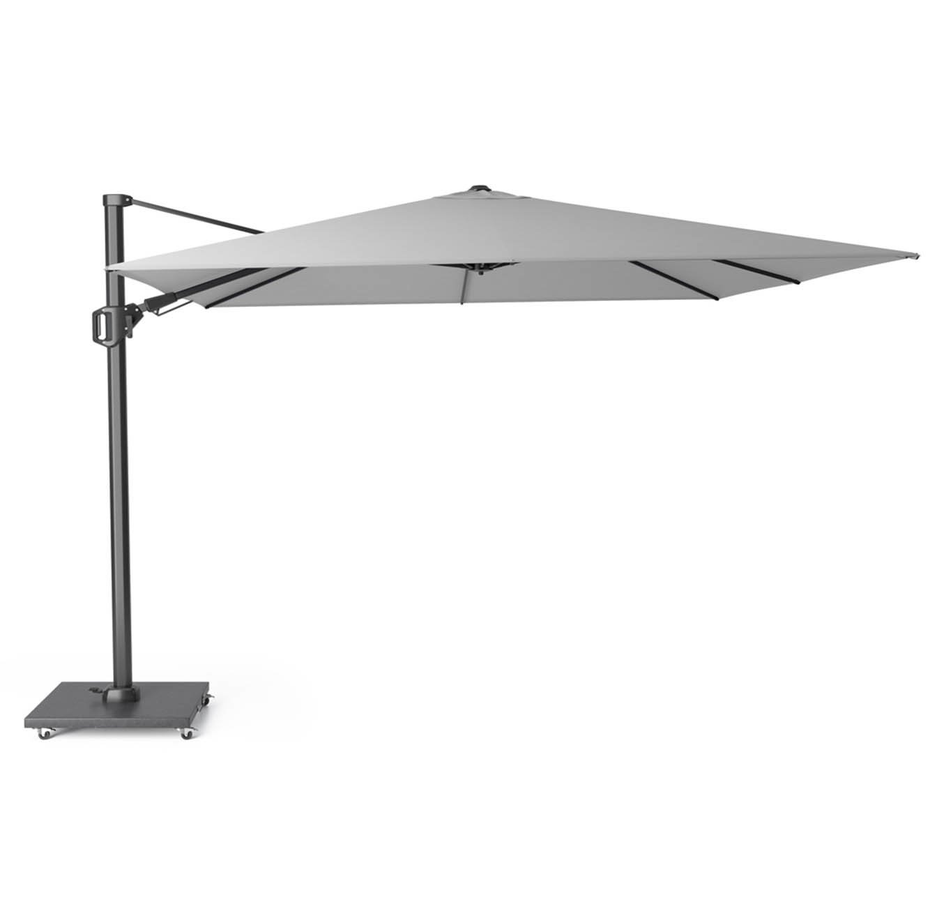 challenger t² zweefparasol | 300x300cm met rocca parasolvoet 90kg | light grey