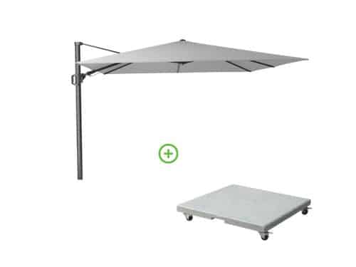 Challenger T² zweefparasol | 300x300cm met Rocca parasolvoet 90kg | wit