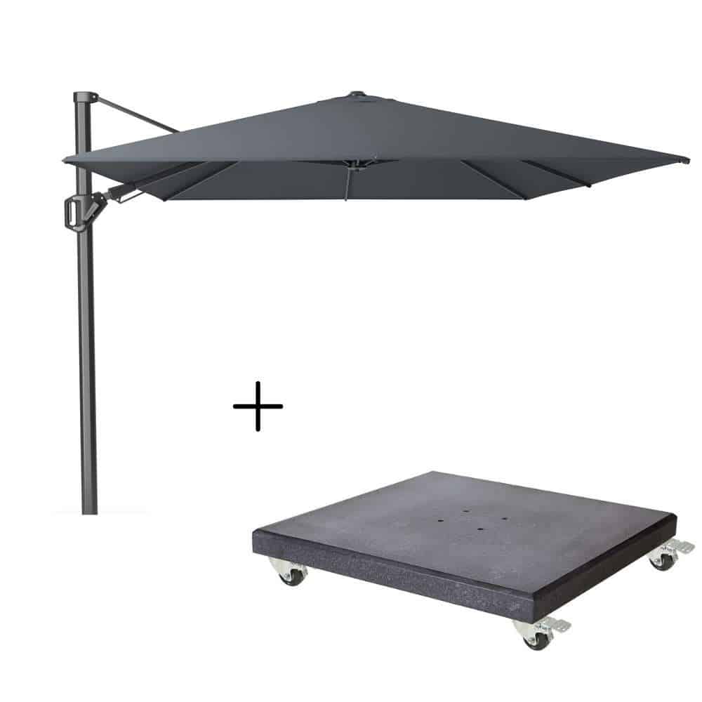 challenger t² zweefparasol | 350x260cm met modena parasolvoet 120kg | antraciet