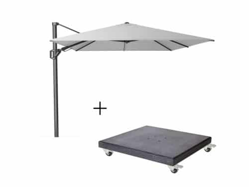Challenger T² zweefparasol | 350x260cm met Modena parasolvoet 120kg | Light Grey