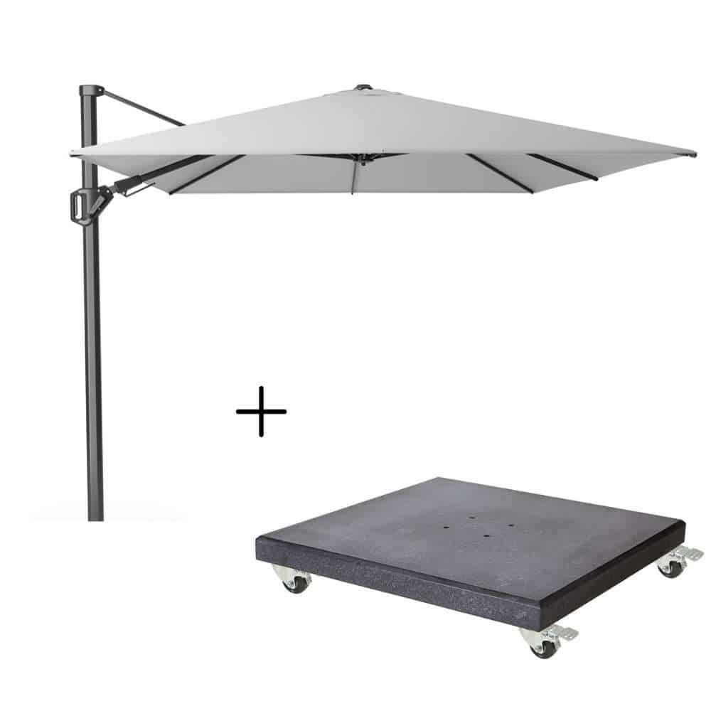 challenger t² zweefparasol | 350x260cm met modena parasolvoet 120kg | light grey