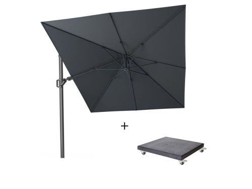 Challenger T² zweefparasol | 350x260cm met Modena parasolvoet 90kg | antraciet