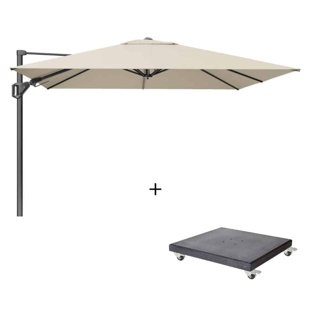 challenger t² zweefparasol | 350x260cm met modena parasolvoet 90kg | champagne