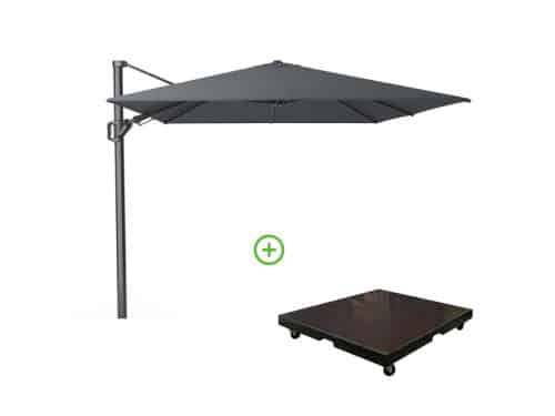 Challenger T² zweefparasol | 350x260cm met Monza parasolvoet 90kg | antraciet