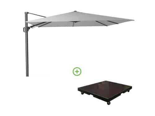 Challenger T² zweefparasol | 350x260cm met Monza parasolvoet 90kg | Light Grey