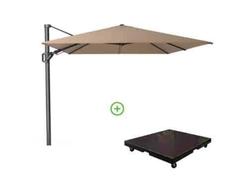 Challenger T² zweefparasol | 350x260cm met Monza parasolvoet 90kg | taupe