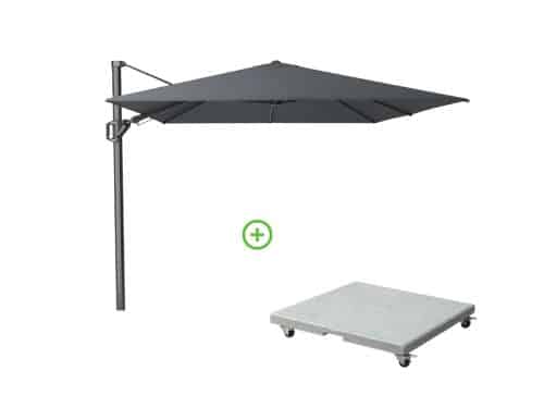 Challenger T² zweefparasol | 350x260cm met Rocca parasolvoet 90kg | antraciet