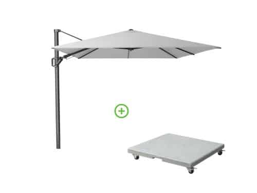 Challenger T² zweefparasol | 350x260cm met Rocca parasolvoet 90kg | Light Grey