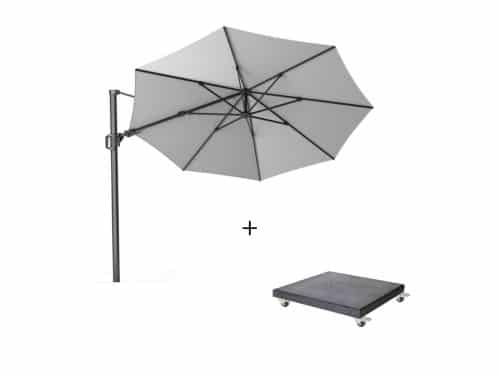 Challenger T² zweefparasol | Ø350cm rond met Modena parasolvoet 90kg | Light grey
