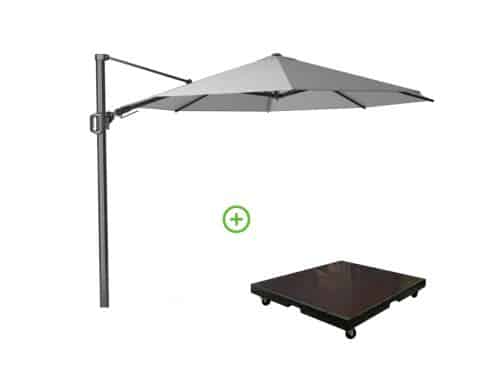 Challenger T² zweefparasol | Ø350cm rond met Monza parasolvoet 90kg | Light Grey