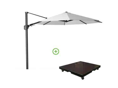 Challenger T² zweefparasol | Ø350cm rond met Monza parasolvoet 90kg | wit