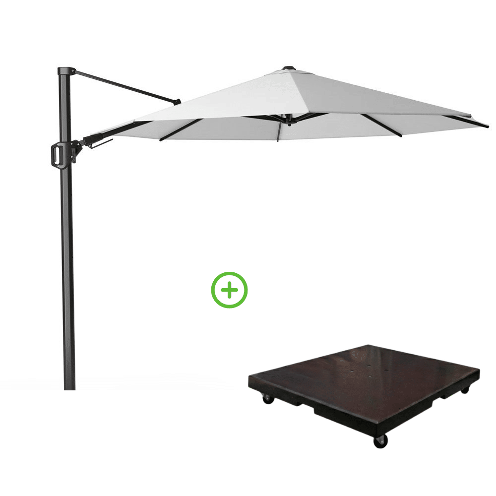 challenger t² zweefparasol | Ø350cm rond met monza parasolvoet 90kg | wit