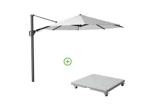 Challenger T² zweefparasol | Ø350cm rond met Rocca parasolvoet 90kg | wit