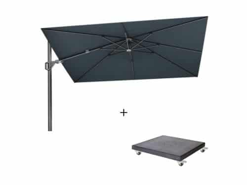 Challenger T² zweefparasol - premium doek | 260x350cm met Modena parasolvoet 90kg | Faded Black