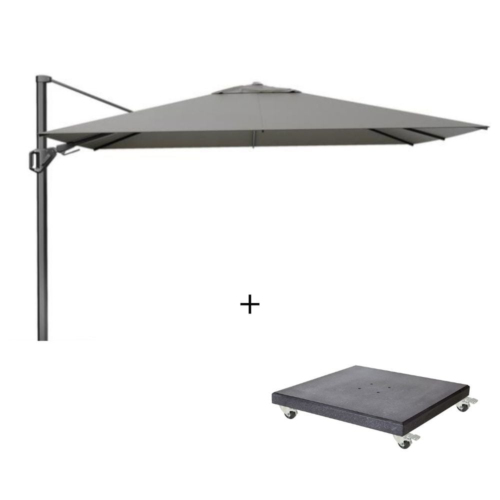 challenger t² zweefparasol premium doek | 260x350cm met modena parasolvoet 90kg | manhattan