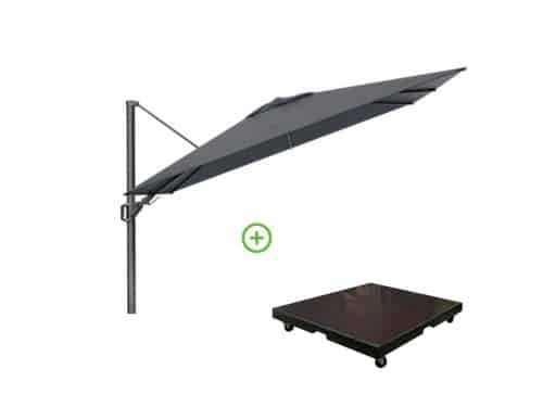 Challenger T² zweefparasol - premium doek | 260x350cm met Monza parasolvoet 90kg | Faded Black