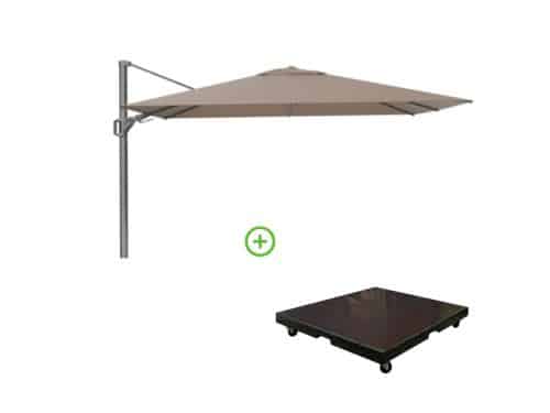 Challenger T² zweefparasol - premium doek | 260x350cm met Monza parasolvoet 90kg | Havana