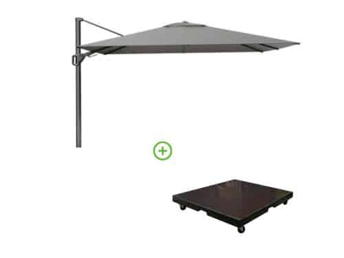 Challenger T² zweefparasol - premium doek | 260x350cm met Monza parasolvoet 90kg | Manhattan